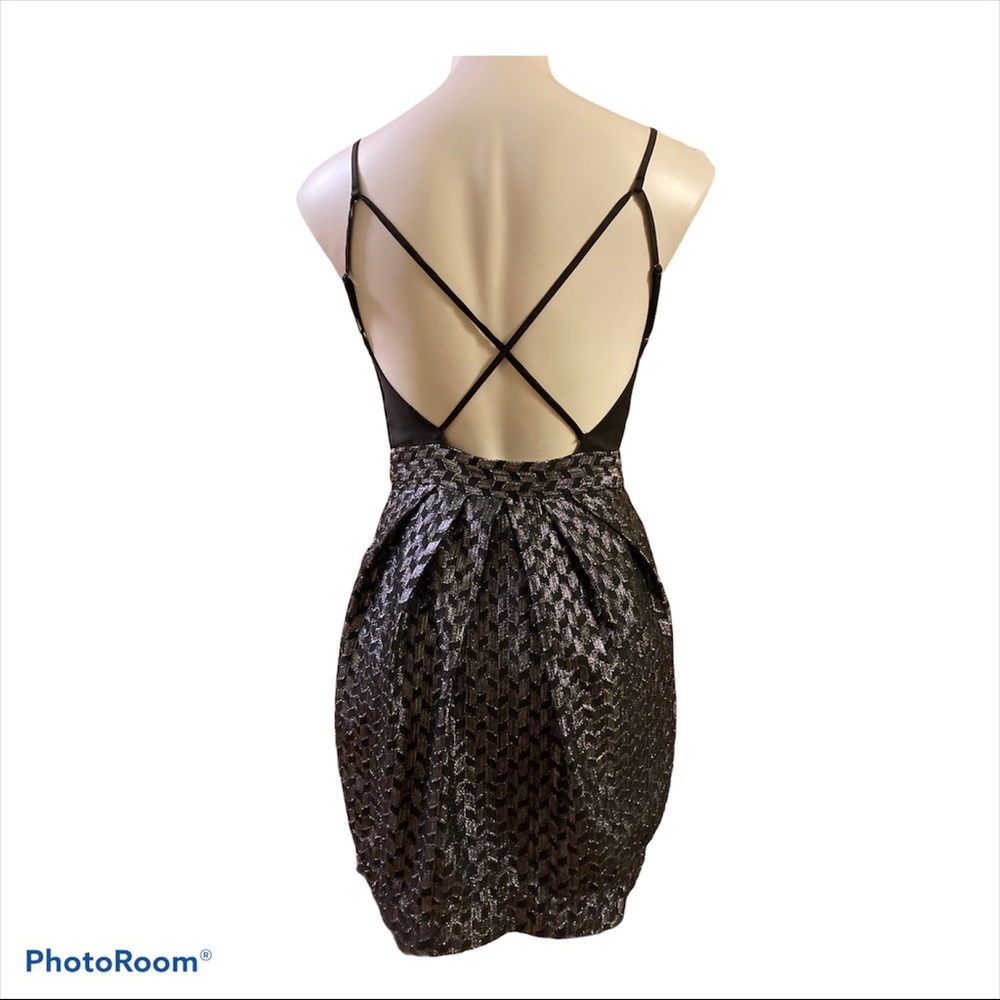 - Bcbgeneration Black Silver Metallic Crisscross … - image 3
